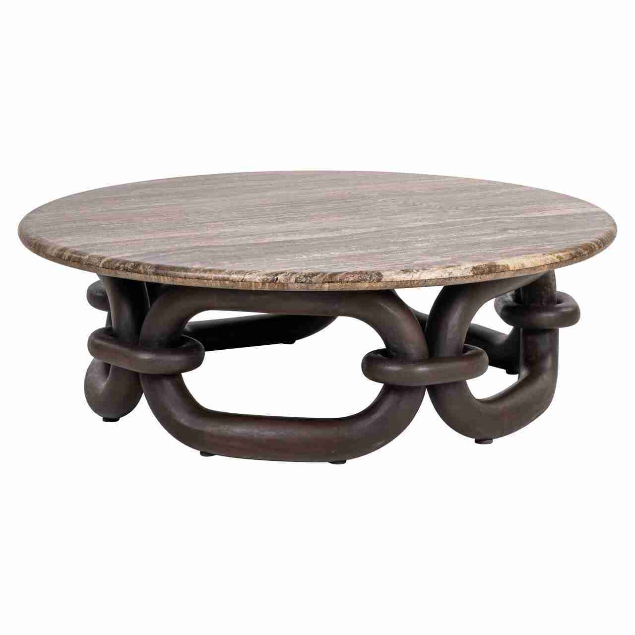 Richmond Salontafel Chainey Travertine en Mango - Ash Brown, 110cm - Rond