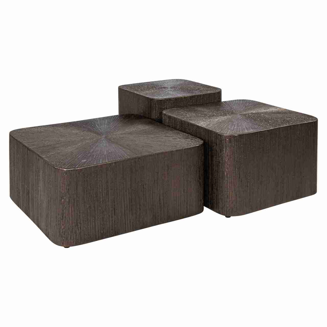 Richmond Salontafel Cubes Brunzae Set van 3 stuks - Brons - Vierkant