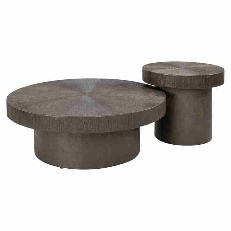 Richmond Salontafel Lindo Metaal/Mdf, 90cm, Set van 2 stuks - Rond