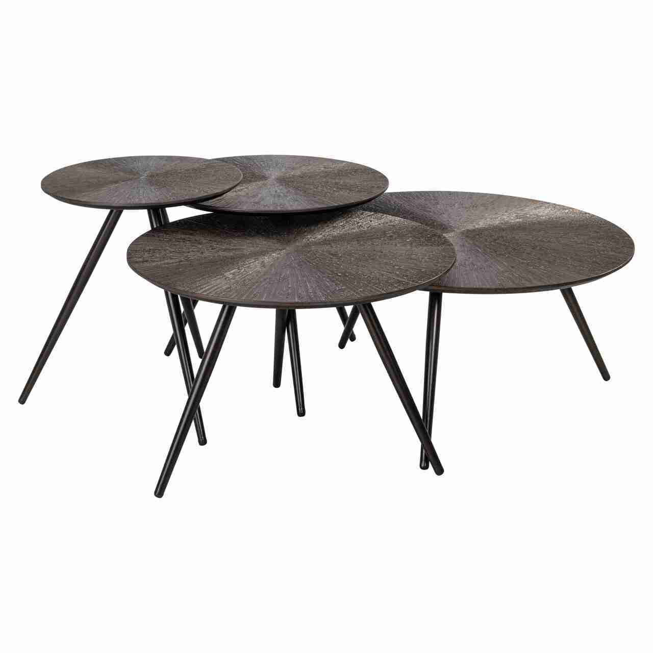Richmond Salontafel Quadra Mdf/Metaal, 70cm, Set van 4 stuks - Zilver - Rond
