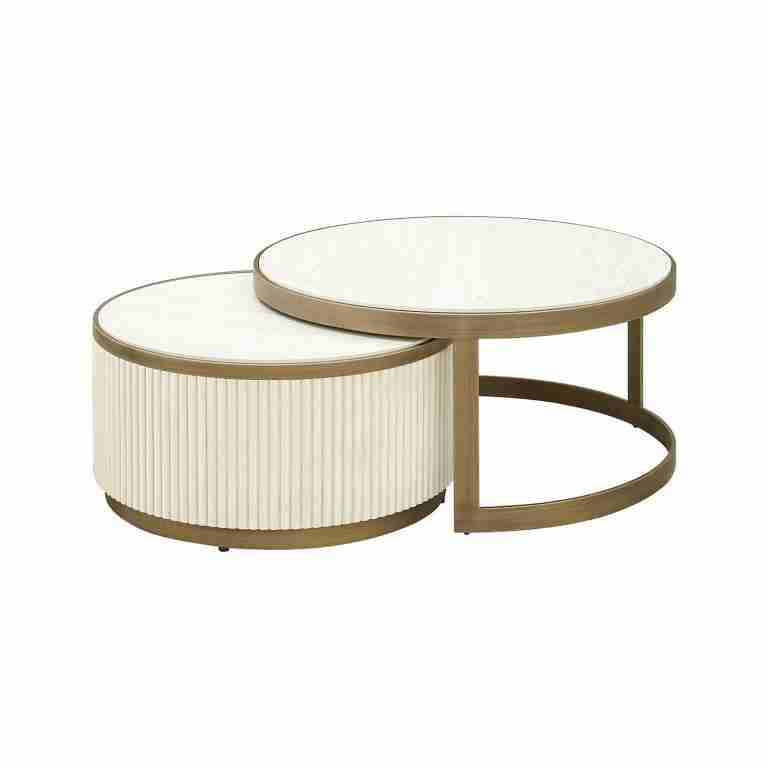 Richmond Salontafel Tivoli Keramiek, Set van 2 stuks - Wit - Rond
