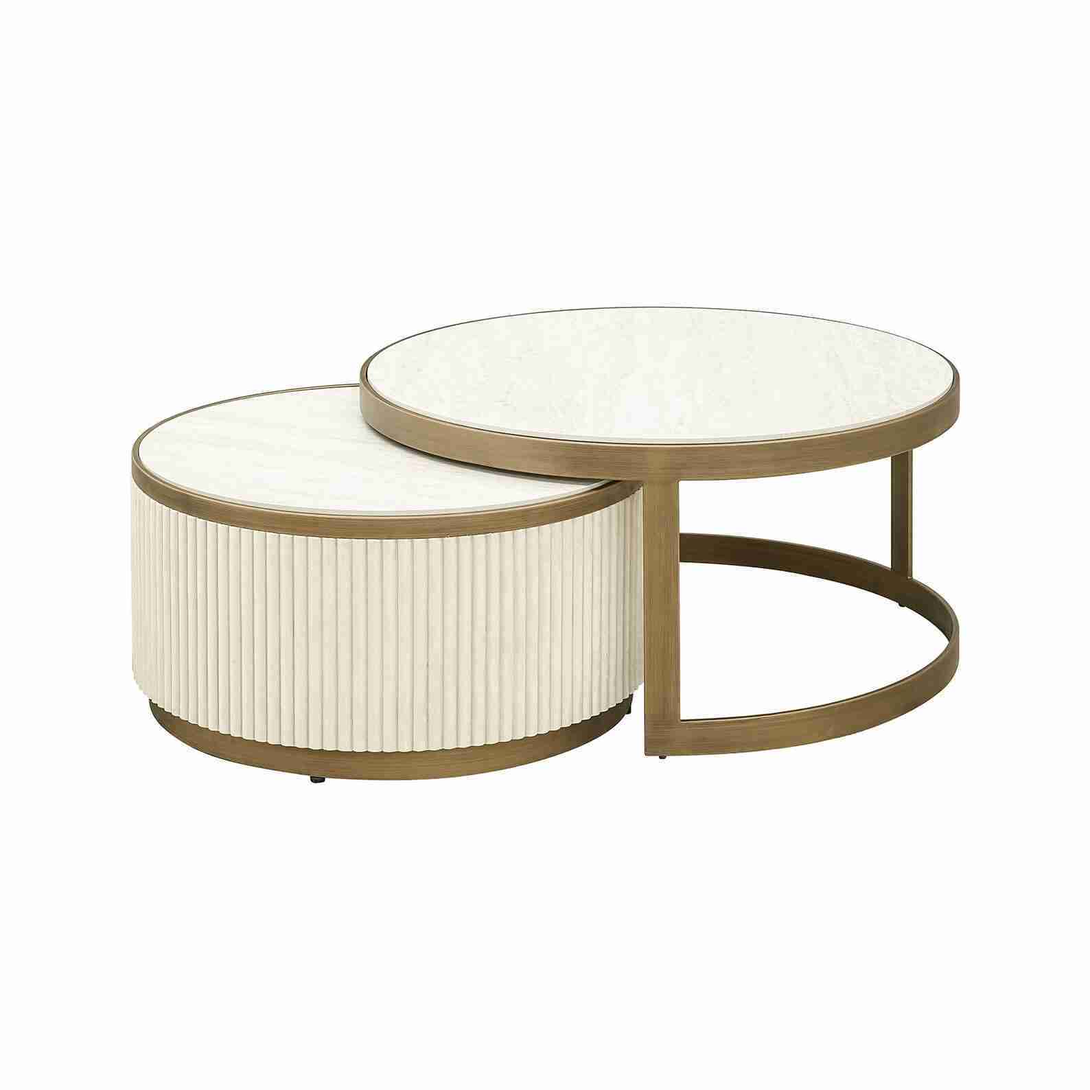 Richmond Salontafel Tivoli Keramiek, Set van 2 stuks - Wit - Rond