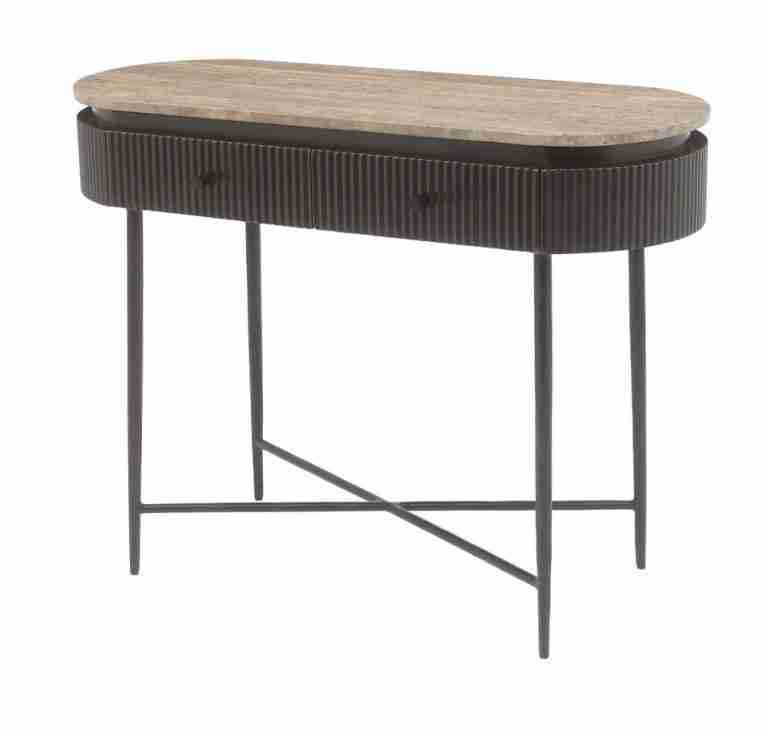 Richmond Sidetable Russo Travertin en brass, 100cm - Bruin