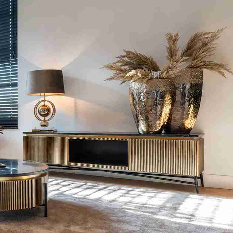Richmond TV-meubel Ironville 170cm - goud / zwart marmer