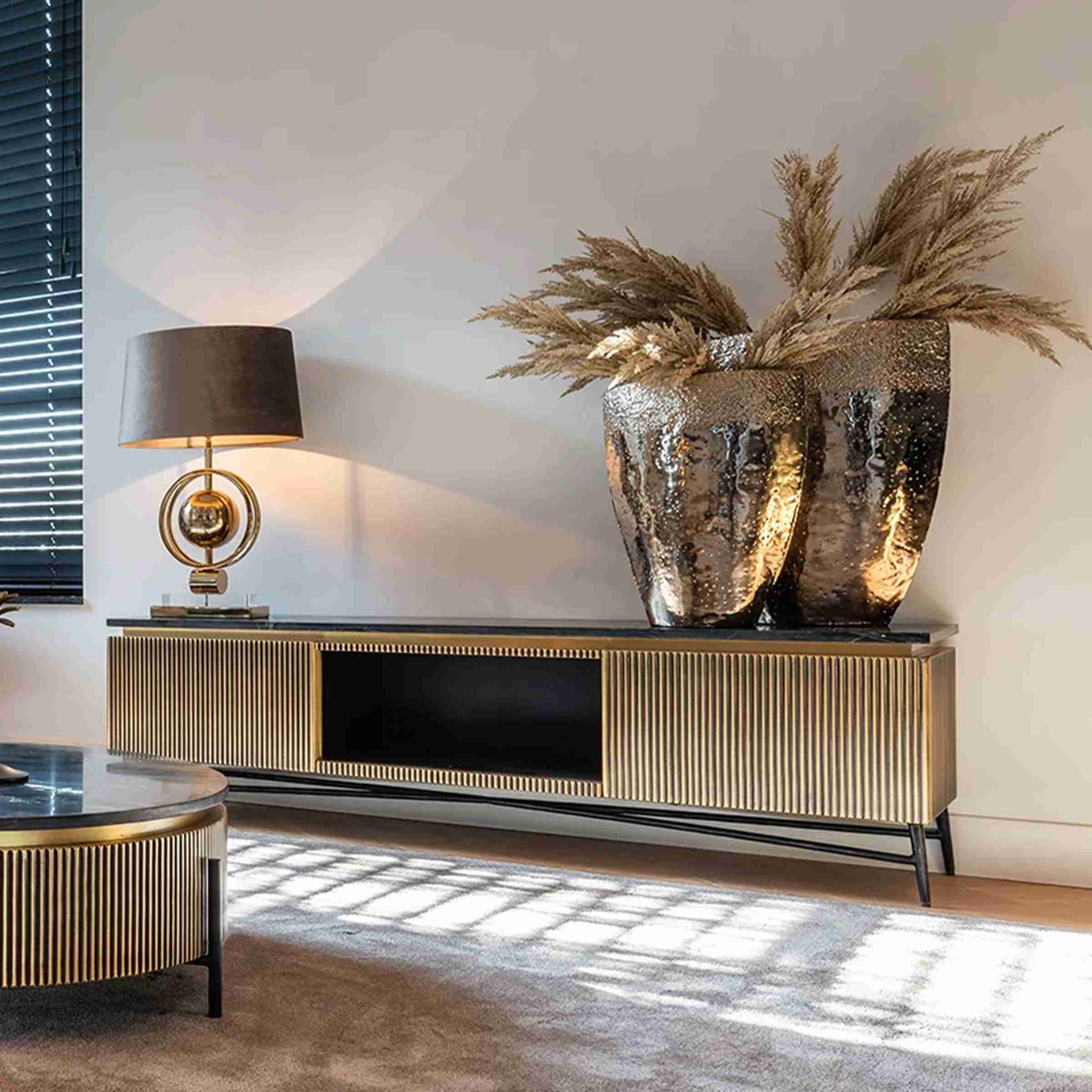 Richmond TV-meubel Ironville 170cm - goud / zwart marmer