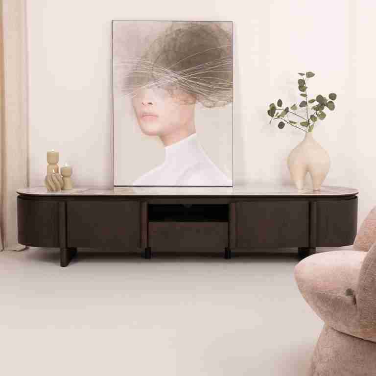 Richmond TV-meubel Langford Marmerlook en eiken, 220cm - Bruin