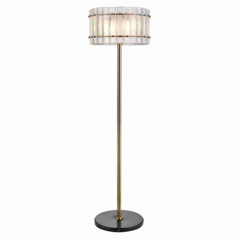 Richmond Vloerlamp Feline Glas en Antique Brass, 168cm - Goud