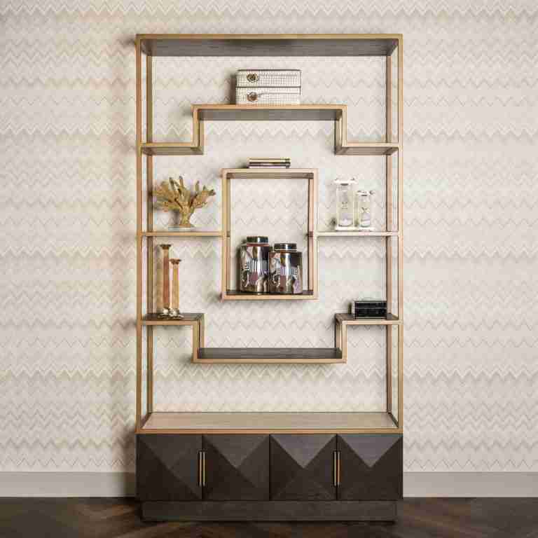 Richmond Wandkast Claremont Eiken en travertin, 220 x 120cm - Bruin