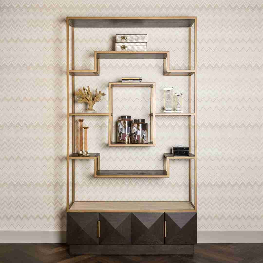 Richmond Wandkast Claremont Eiken en travertin, 220 x 120cm - Bruin