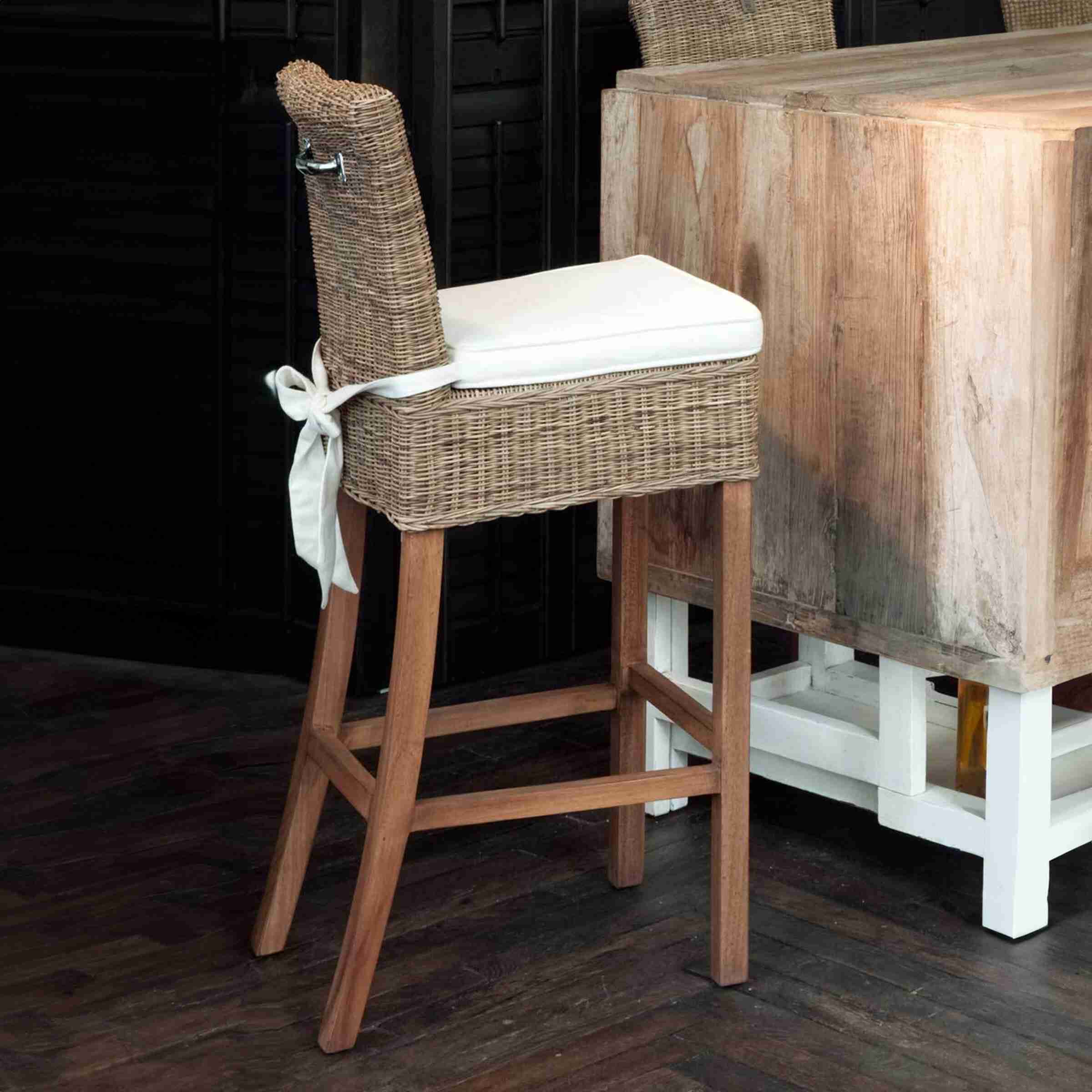 Rivièra Maison Barstoel Rustic Rattan (zithoogte 78cm) - Bruin,Hout