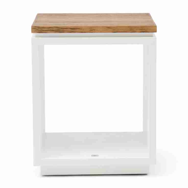 Rivièra Maison Bijzettafel Lake House Eikenhout, 45 x 45cm - Wit - Vierkant