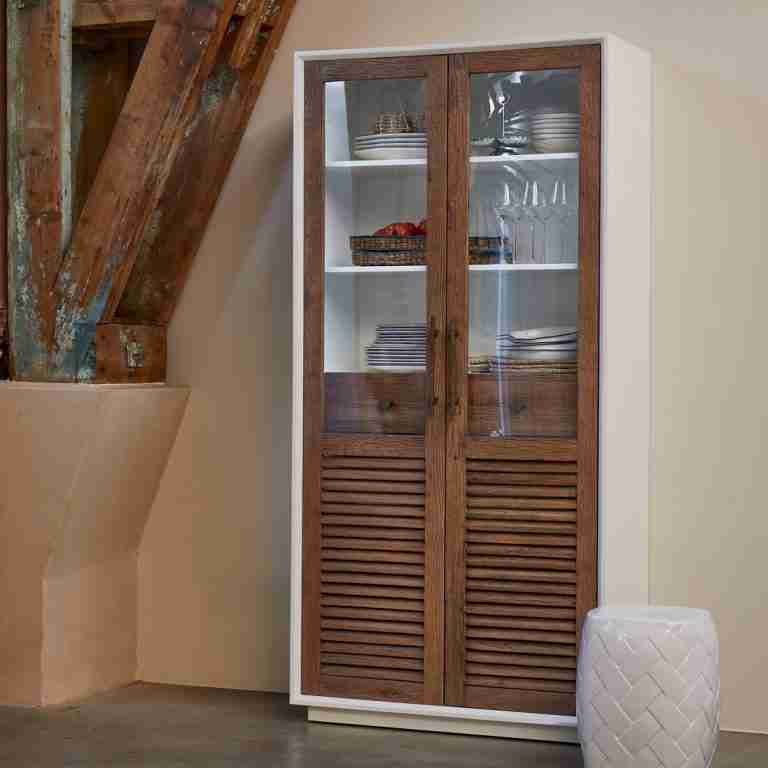 Rivièra Maison Buffetkast Lake House Eikenhout en glas, 205 x 100cm - Bruin