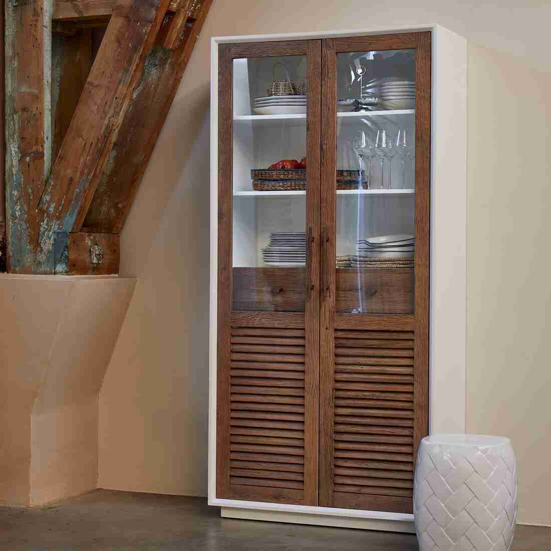 Rivièra Maison Buffetkast Lake House Eikenhout en glas, 205 x 100cm - Bruin