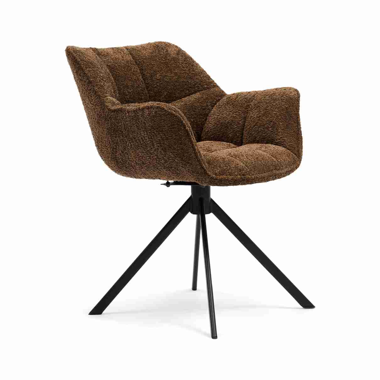 Rivièra Maison Draaibare Eetkamerstoel Carnaby Chenille - Umber Brown