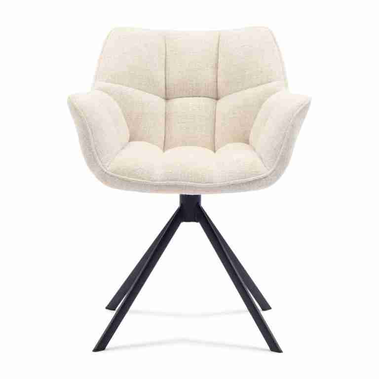 Rivièra Maison Draaibare Eetkamerstoel Carnaby Tweed - Antique White