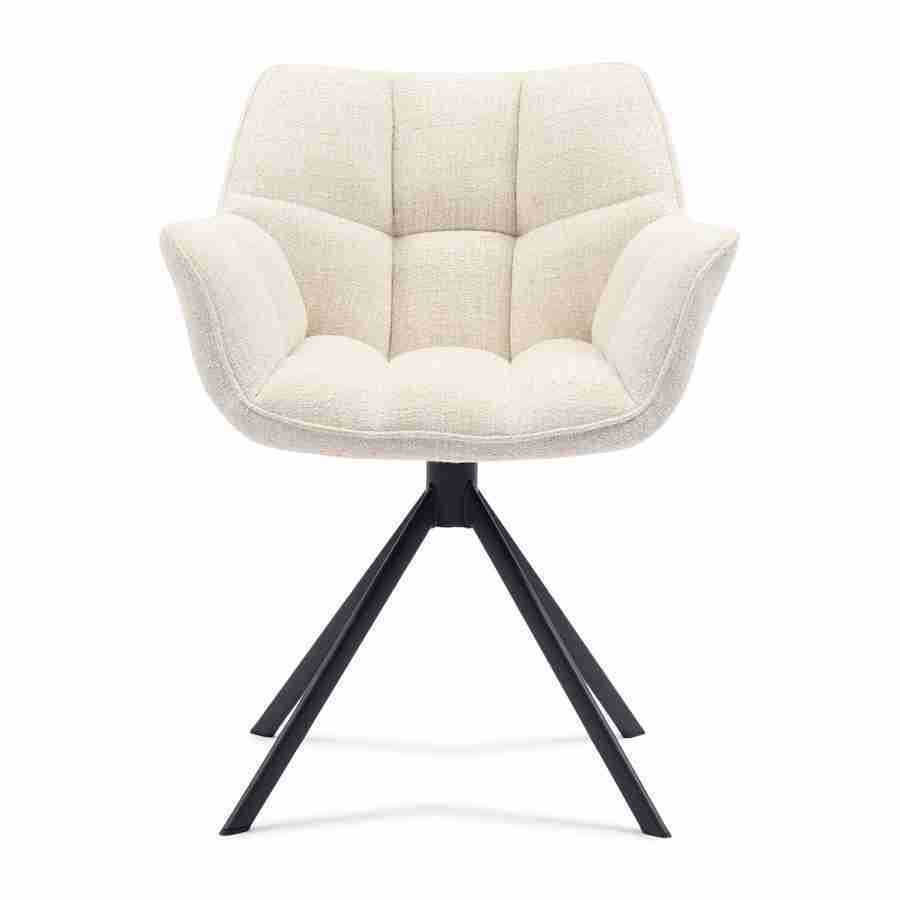 Rivièra Maison Draaibare Eetkamerstoel Carnaby Tweed - Antique White
