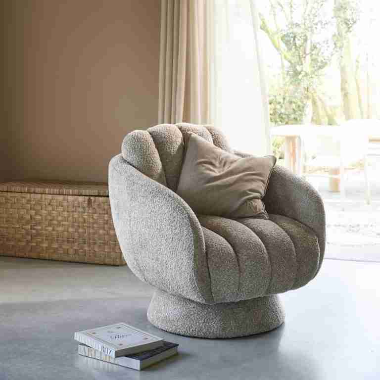 Rivièra Maison Draaifauteuil Scotia Chenille - Sterling Silver - Velvet