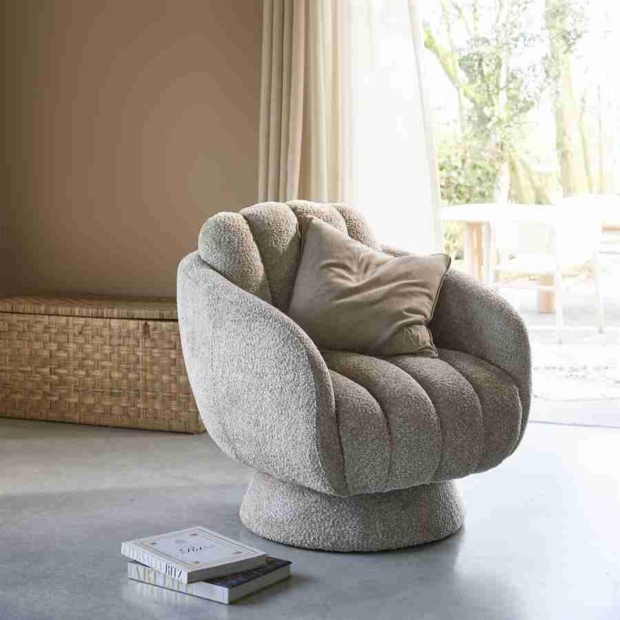 Rivièra Maison Draaifauteuil Scotia Chenille - Sterling Silver - Velvet