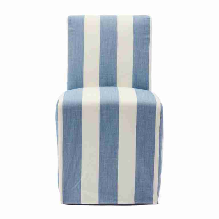 Rivièra Maison Eetkamerstoel Firenze Op wieltjes, Linnen - French Blue Stripe
