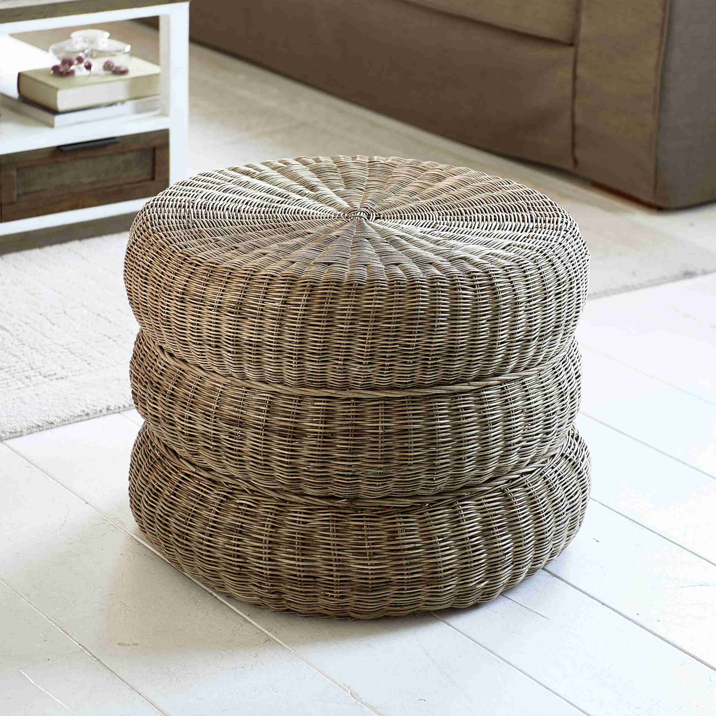 Rivièra Maison Hocker Macaron Rustic Rattan, 60cm - Naturel - Rond