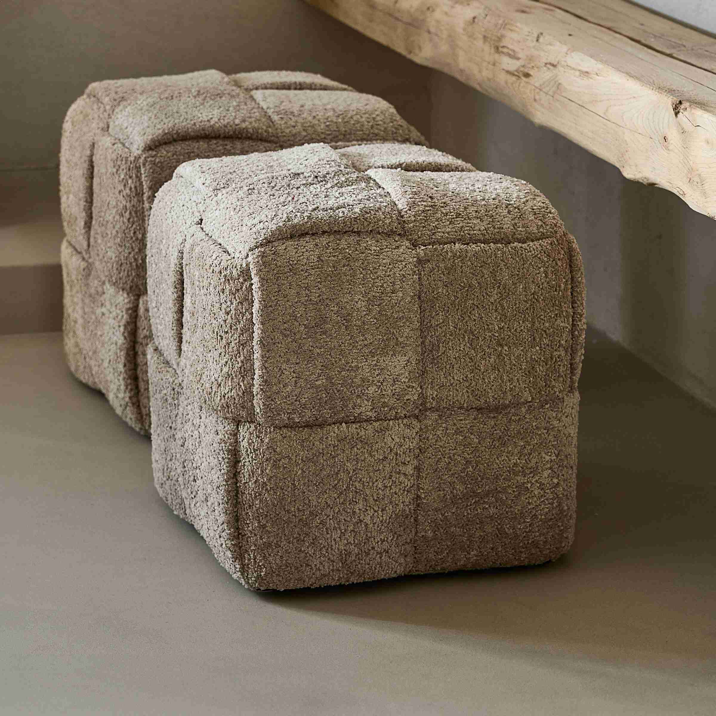 Rivièra Maison Hocker Qbic Geweven stof - Soft Walnut