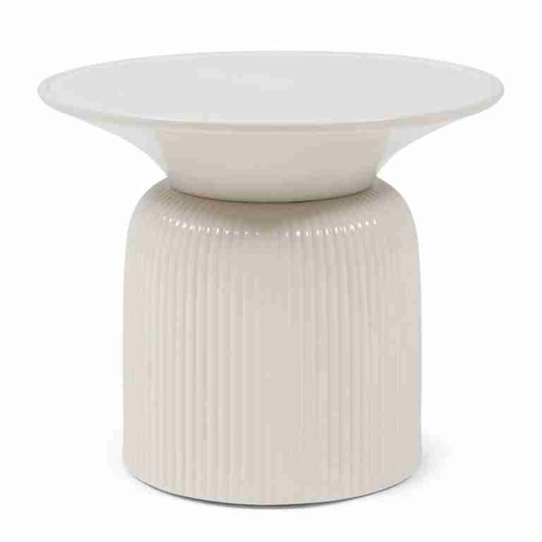 Rivièra Maison Ronde Bijzettafel Cascais Keramiek, 60cm - Pure White