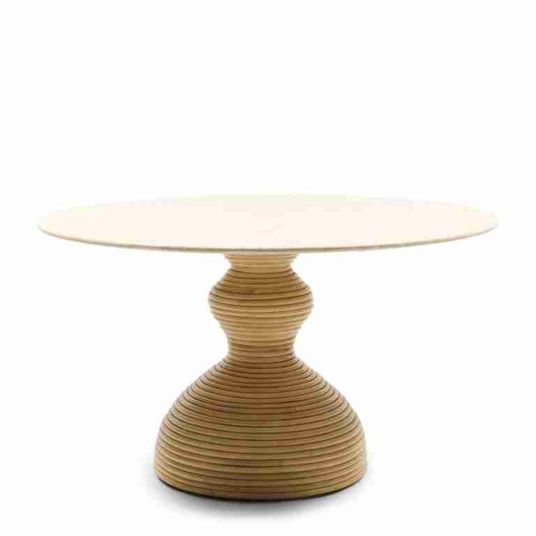 Rivièra Maison Ronde Eettafel Vedella Marmer en rattan, 130cm - Naturel