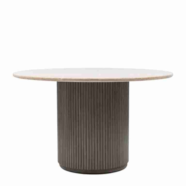 Rivièra Maison Ronde Eettafel Villanova Travertin en mangohout, 130cm - Bruin