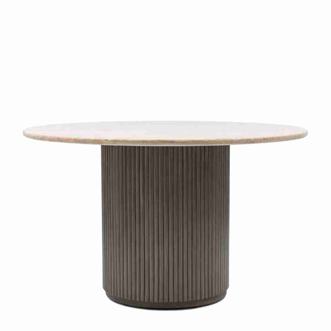 Rivièra Maison Ronde Eettafel Villanova Travertin en mangohout, 130cm - Bruin