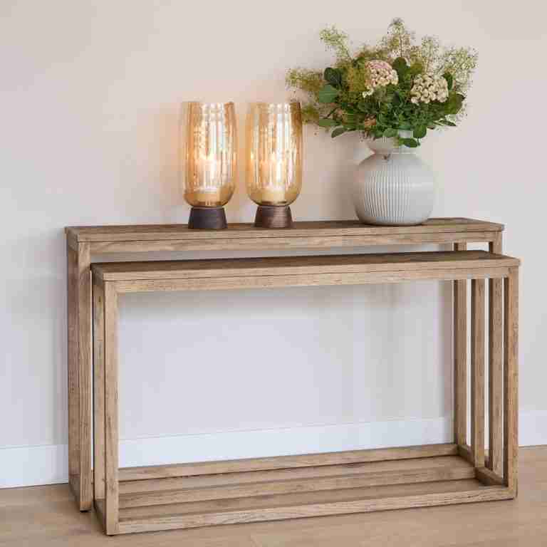 Rivièra Maison Sidetable Harbour Island Eikenhout, Set van 2 stuks - Naturel