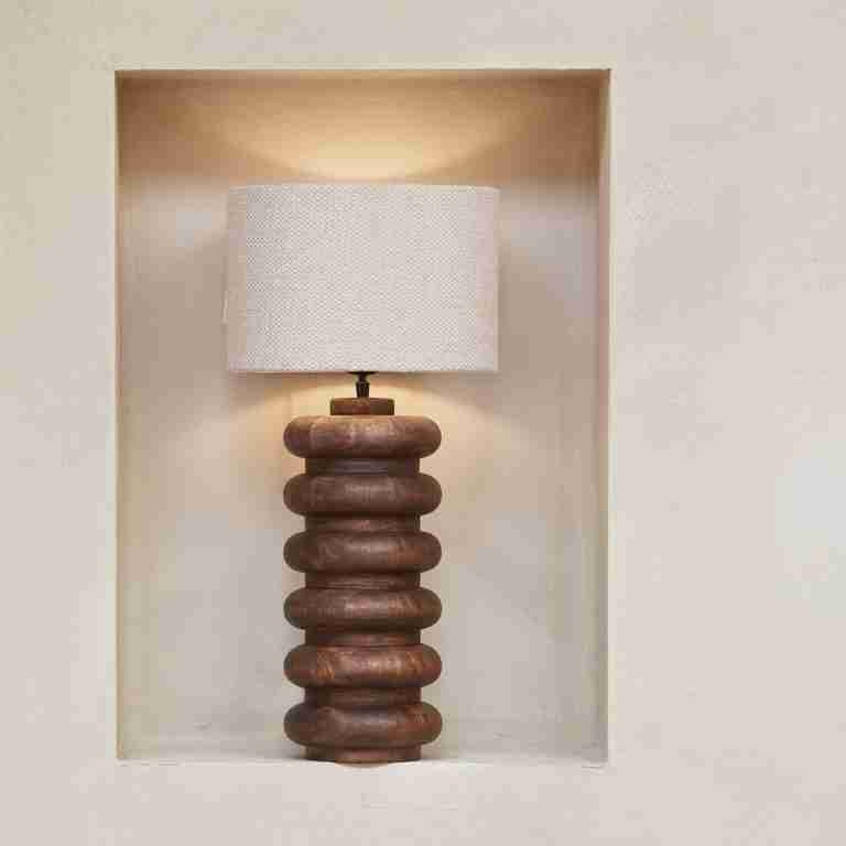 Rivièra Maison Tafellamp Bangli Mangohout, 50cm (excl. kap) - Bruin