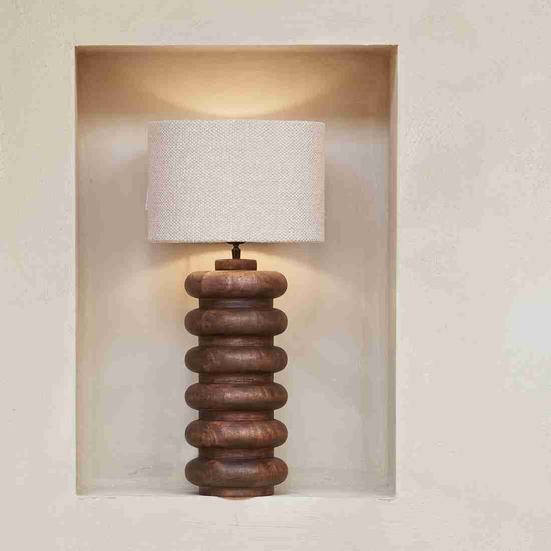 Rivièra Maison Tafellamp Bangli Mangohout, 50cm (excl. kap) - Bruin