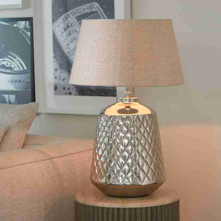 Rivièra Maison Tafellamp Maribel Aluminium, 41cm (excl. kap) - Zilver