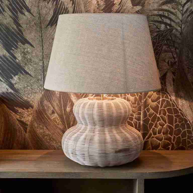 Rivièra Maison Tafellamp Valenton Rattan, 43cm (excl. kap) - Naturel