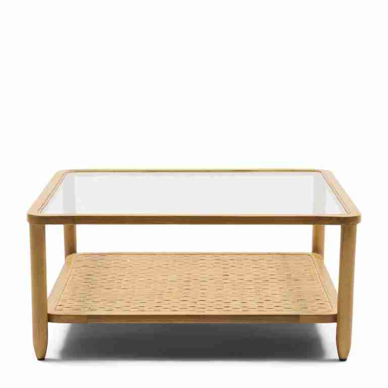 Rivièra Maison Vierkante Salontafel Nusa Dua Teakhout en glas, 90 x 90cm - Naturel