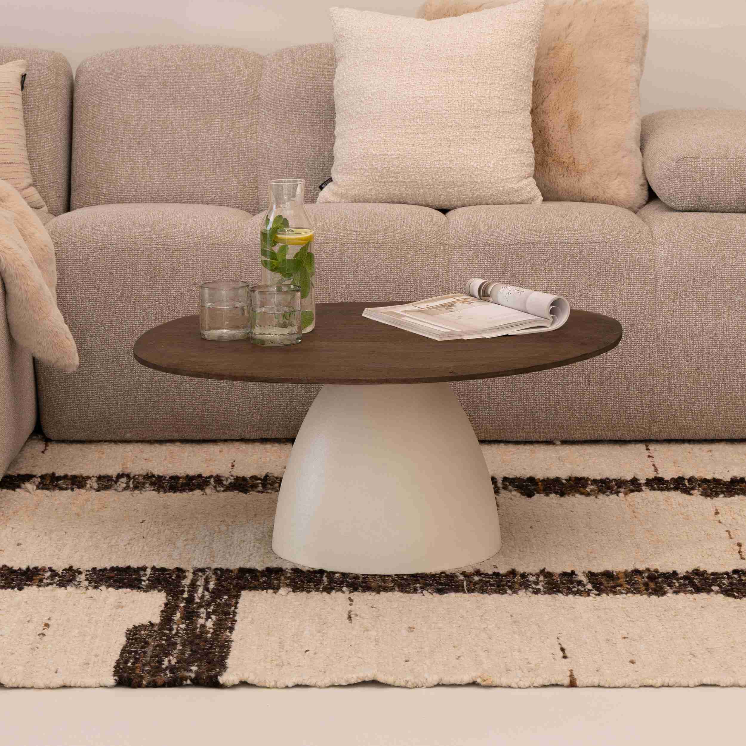 Sohome Organische Salontafel Madin Mangohout, 86cm - Bruin