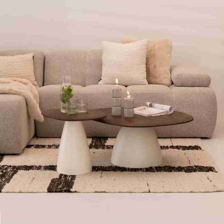 Sohome Organische Salontafel Madin Mangohout, Set van 2 stuks - Bruin