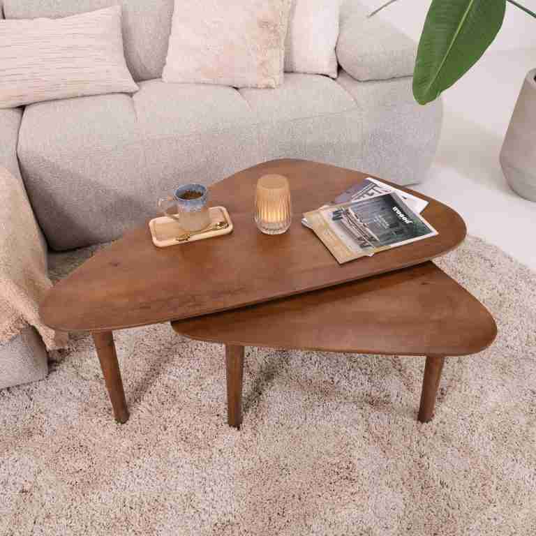 Sohome Organische Salontafel Yaden Mangohout, Set van 2 stuks - Bruin