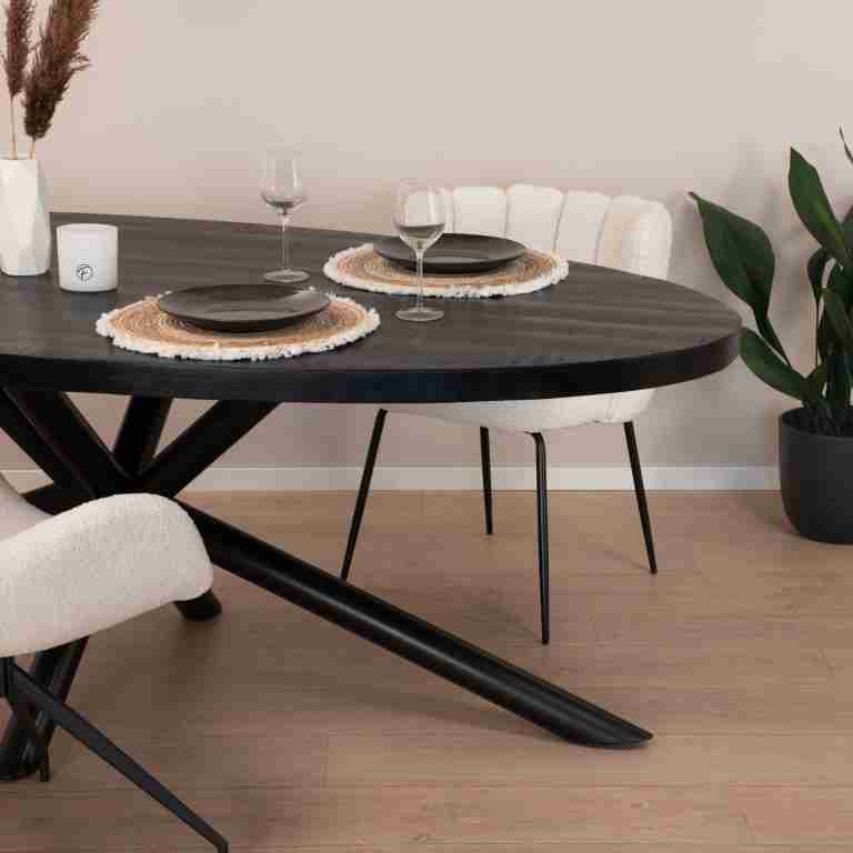 Sohome Ovale Eettafel Joshua Mangohout, 220 x 110cm - Zwart - Ovaal
