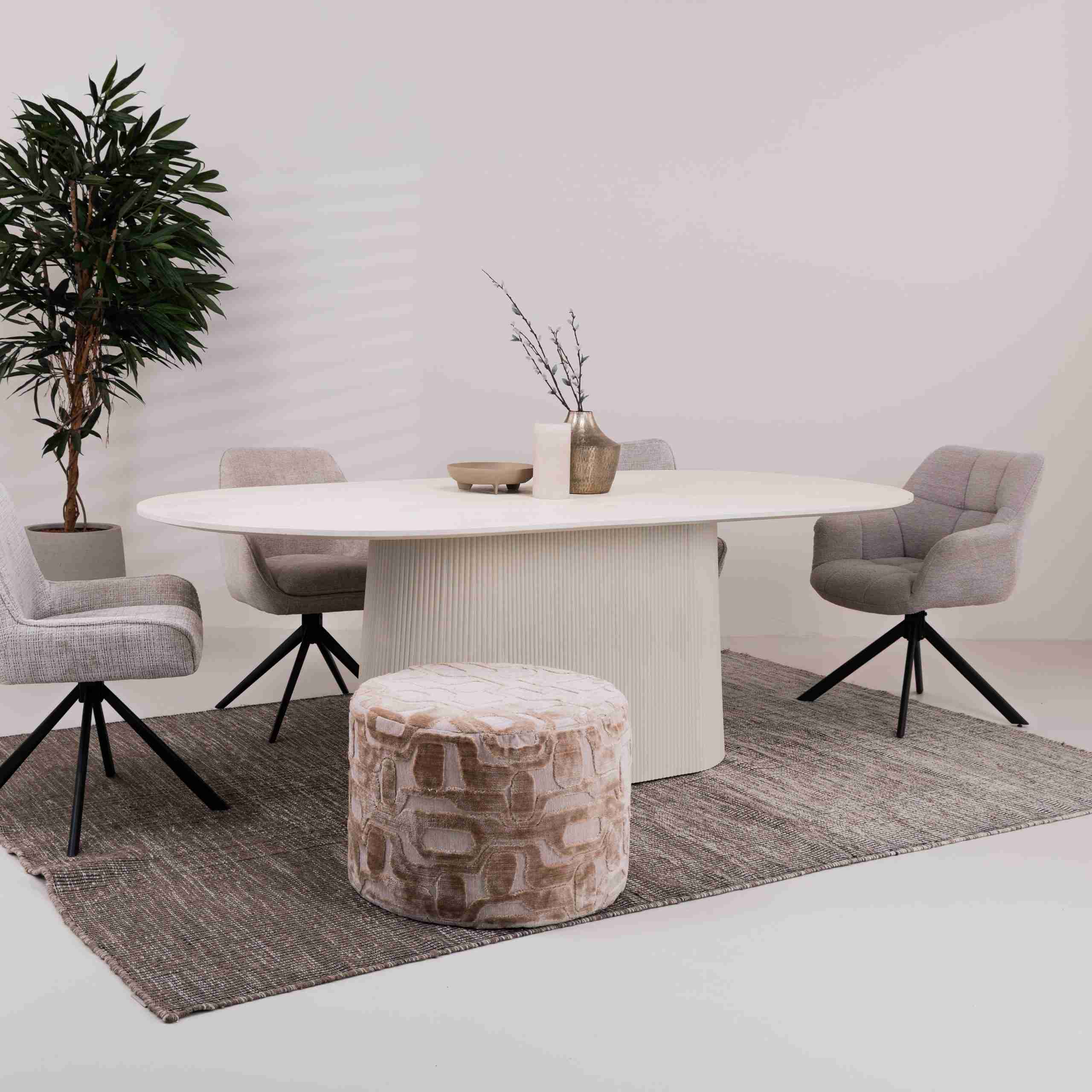 Sohome Ovale Eettafel Puck Mangohout, 230 x 110cm - Ivoor - Ovaal
