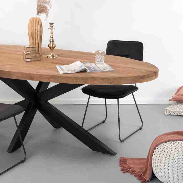 Sohome Ovale Eettafel Yannick Mango met staal, 160 x 80cm - Hout - Ovaal