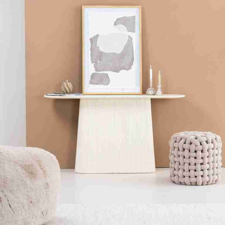 Sohome Ovale Sidetable Puck Mangohout, 140cm - Ivoor
