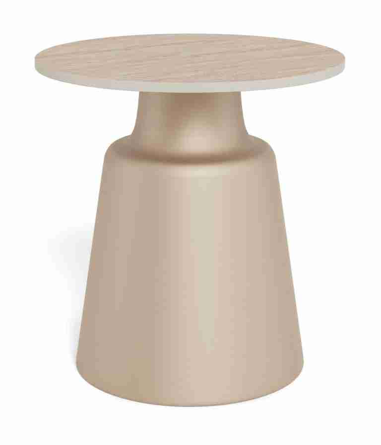 Sohome Ronde Bijzettafel Noelle Keramiek in travertinlook, 45cm - Beige