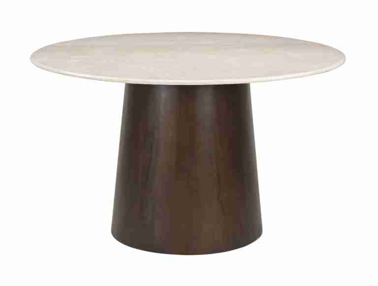 Sohome Ronde Eettafel Margred Marmer en mangohout, 130cm - Beige