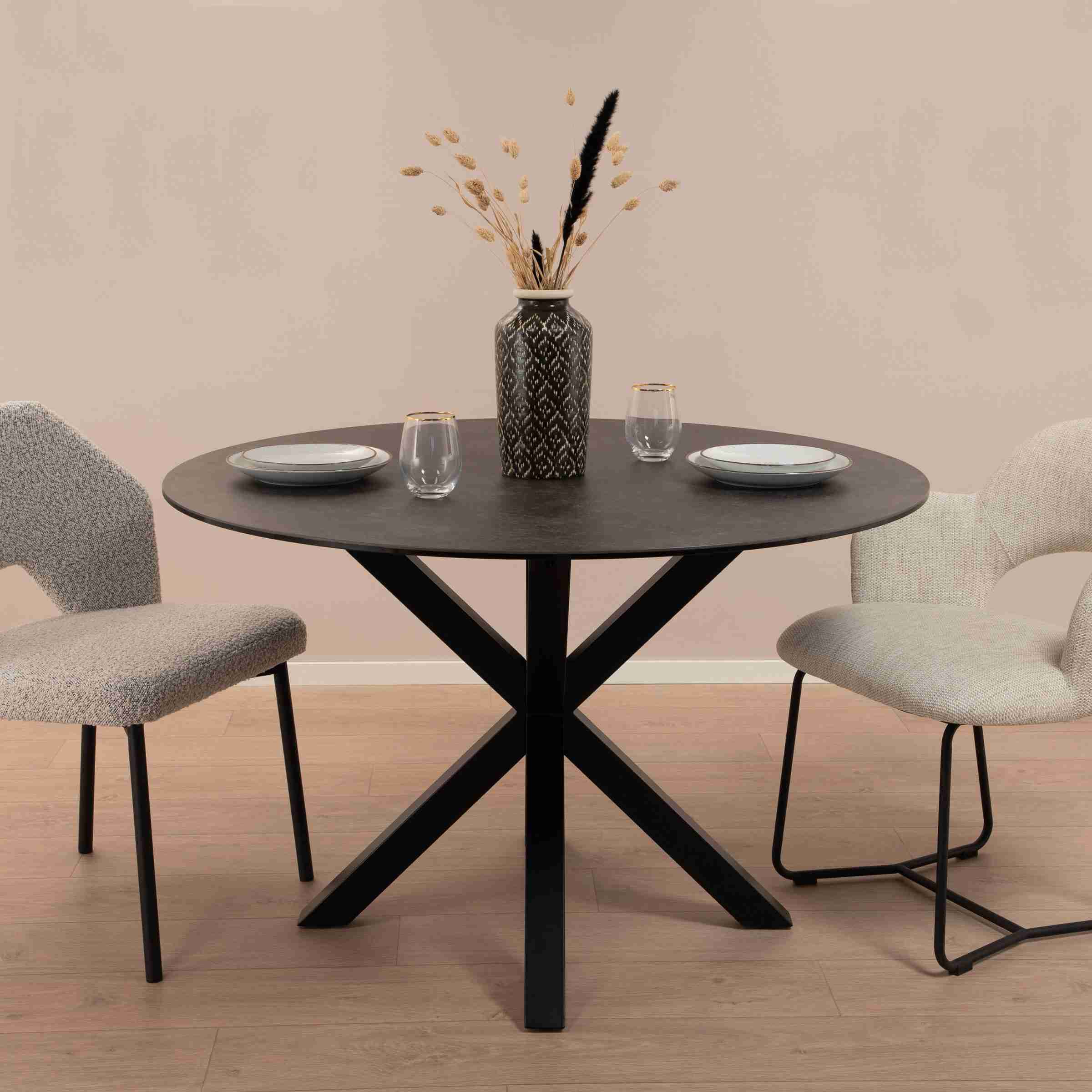 Sohome Ronde Eettafel Parker Keramiek 120cm - zwart