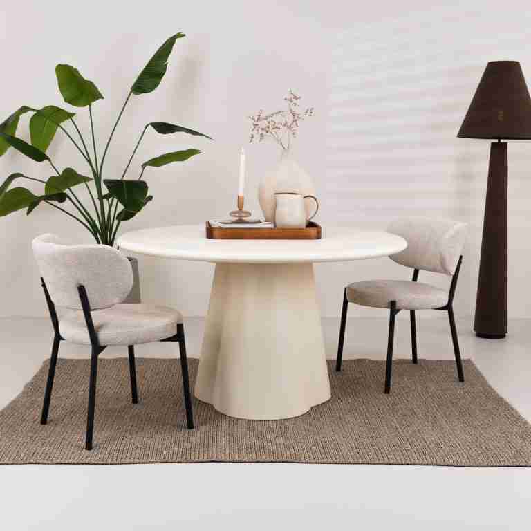 Sohome Ronde Eettafel Scottie Beton, 130cm - Crëme