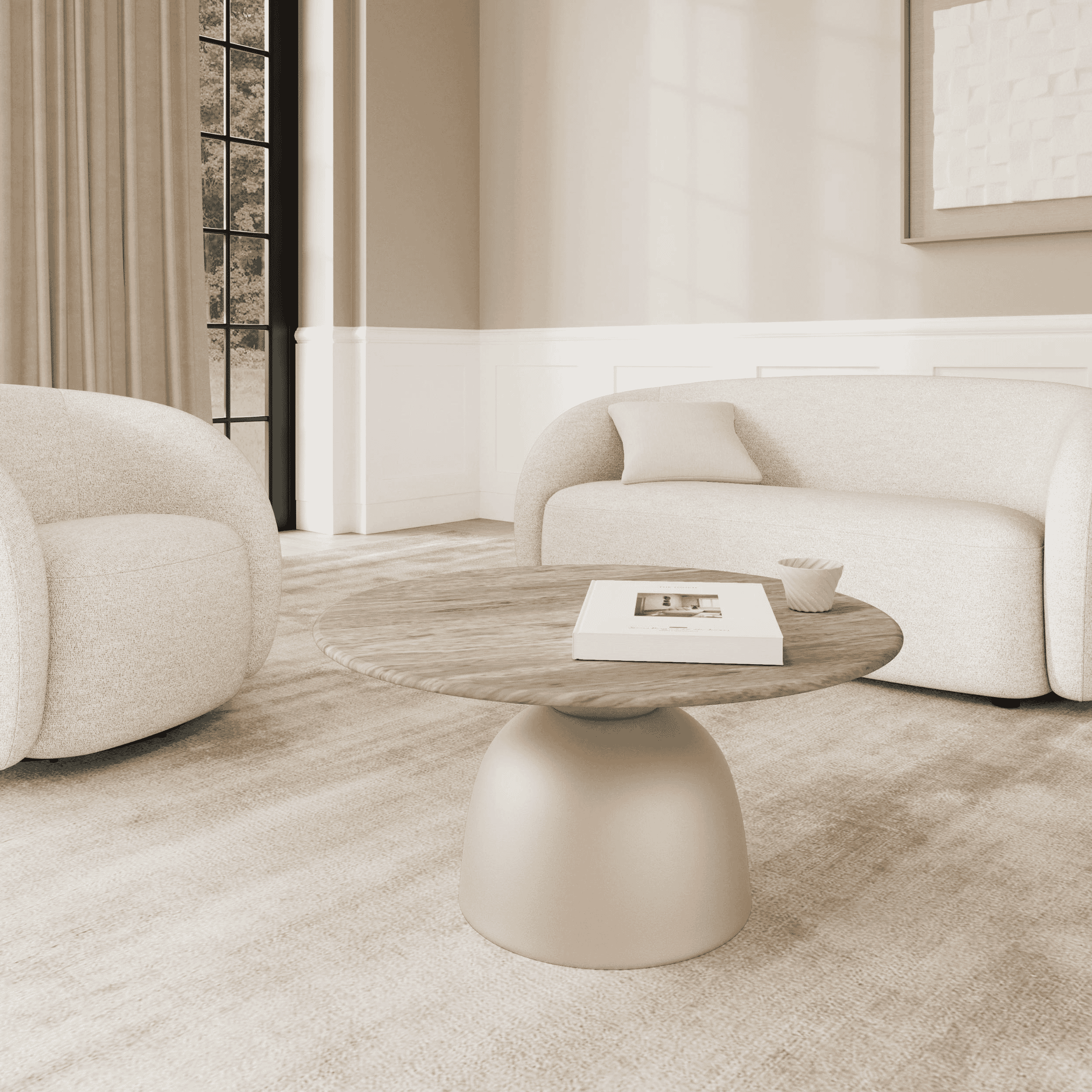 Sohome Ronde Salontafel Charis Marmer, 80cm - Beige