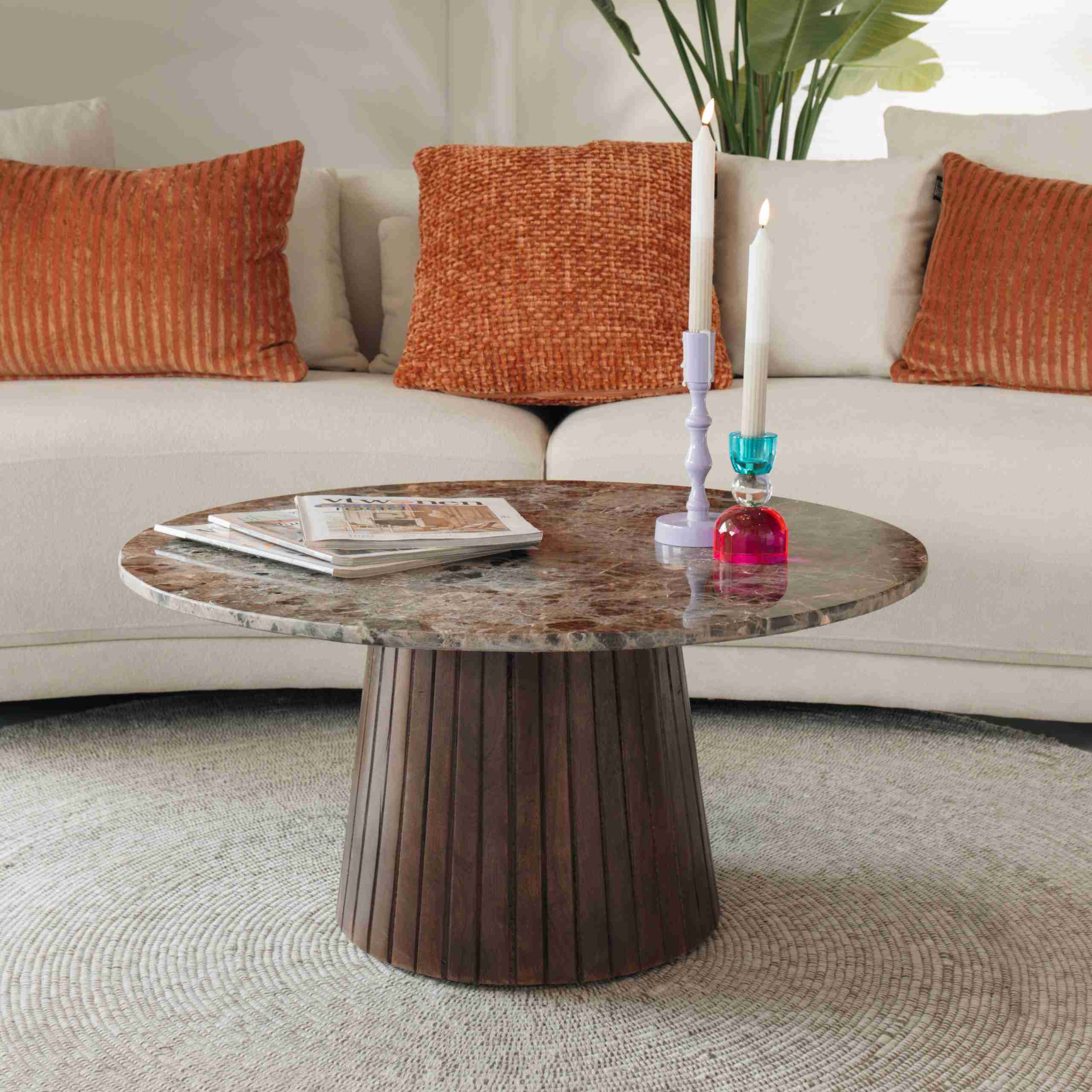 Sohome Ronde Salontafel Espen Marmer, 80cm - Bruin