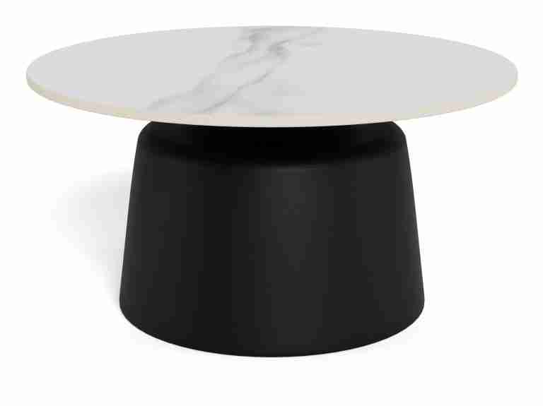 Sohome Ronde Salontafel Noelle Keramiek, 70cm - Wit/Zwart