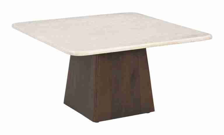 Sohome Vierkante Salontafel Margred Marmer en mangohout, 75 x 75cm - Beige